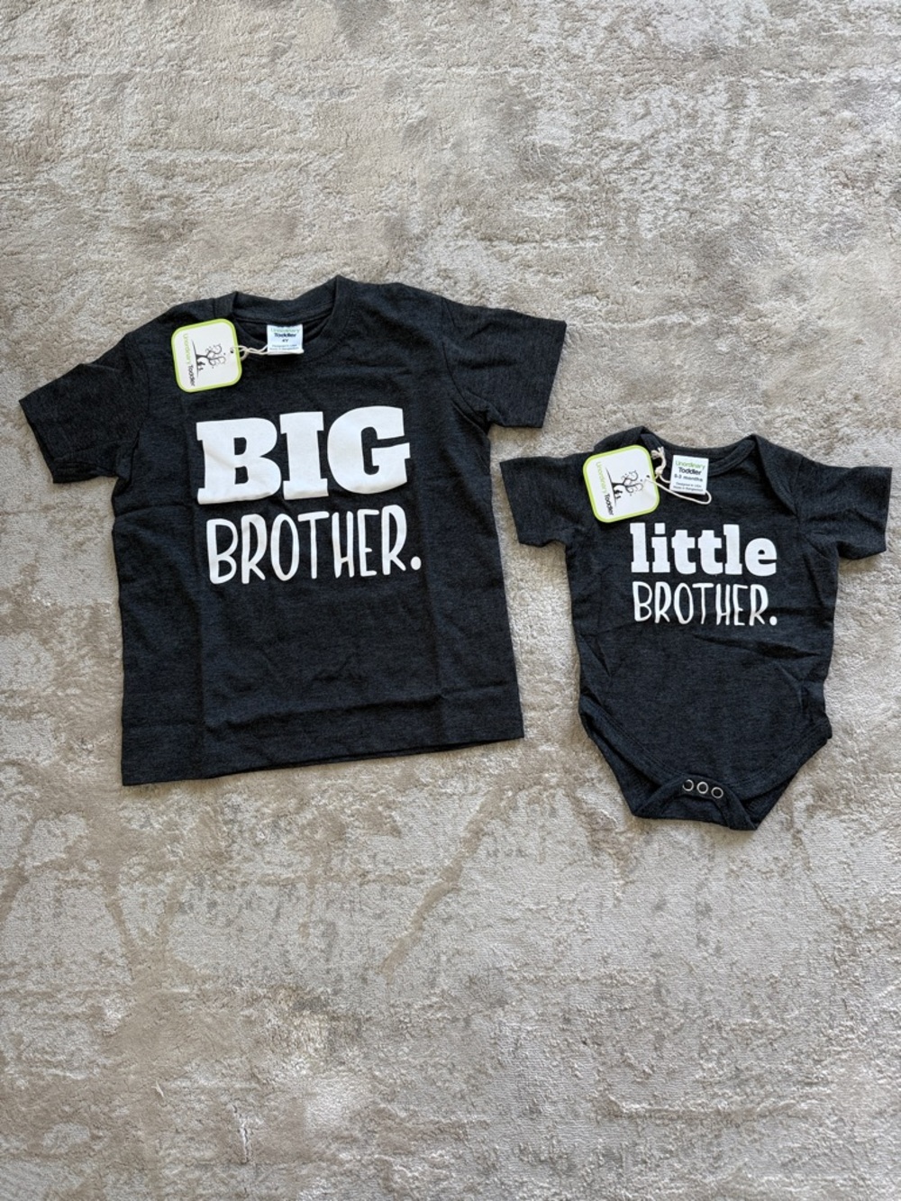 Unordinary Toddler Black "Big Brother" Tee & Black "Little Brother" Bodysuit Set
